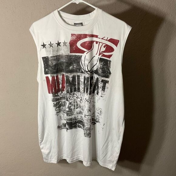 Zipway Mens Miami Heat NBA Basketball Relaxed Sleeveless Muscle Tank Top - White - Picture 6 of 7